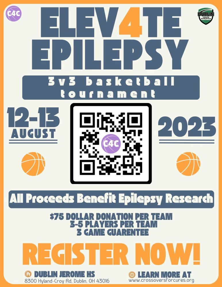 Crossover4cures's tweet image. Crossovers For Cures presents the second annual Elevate For Epilepsy 3v3 basketball tournament. Sign ups are live at crossoversforcures.org