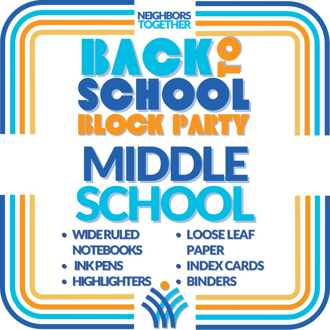 NBRTogetherSC's tweet photo. Happy Last Day of School!

NTs Back to School Block Party is August 12th, and we are starting to collect school supplies NOW!

Need some inspo? Checkout the lists below!
Want to be a drop off location? Contact Paula Waters at Pwaters@neighborstogethersc.org 

#backtoschool https://t.co/xARnLLSDWj