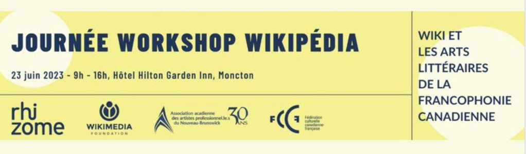 infofccf's tweet photo. L'#accélérateurTADA et #Labandenumérique présentent la Journée workshop Wikipédia à Moncton!

💪Bonifions le contenu #frcan sur cette encyclopédie en ligne.
✍️Inscrivez-vous avant le 16 juin à cet atelier gratuit qui aura lieu le 23 juin 2023.
ℹ️Visitez: https://t.co/S1LfzGUh29 https://t.co/hLSqXyVYlD