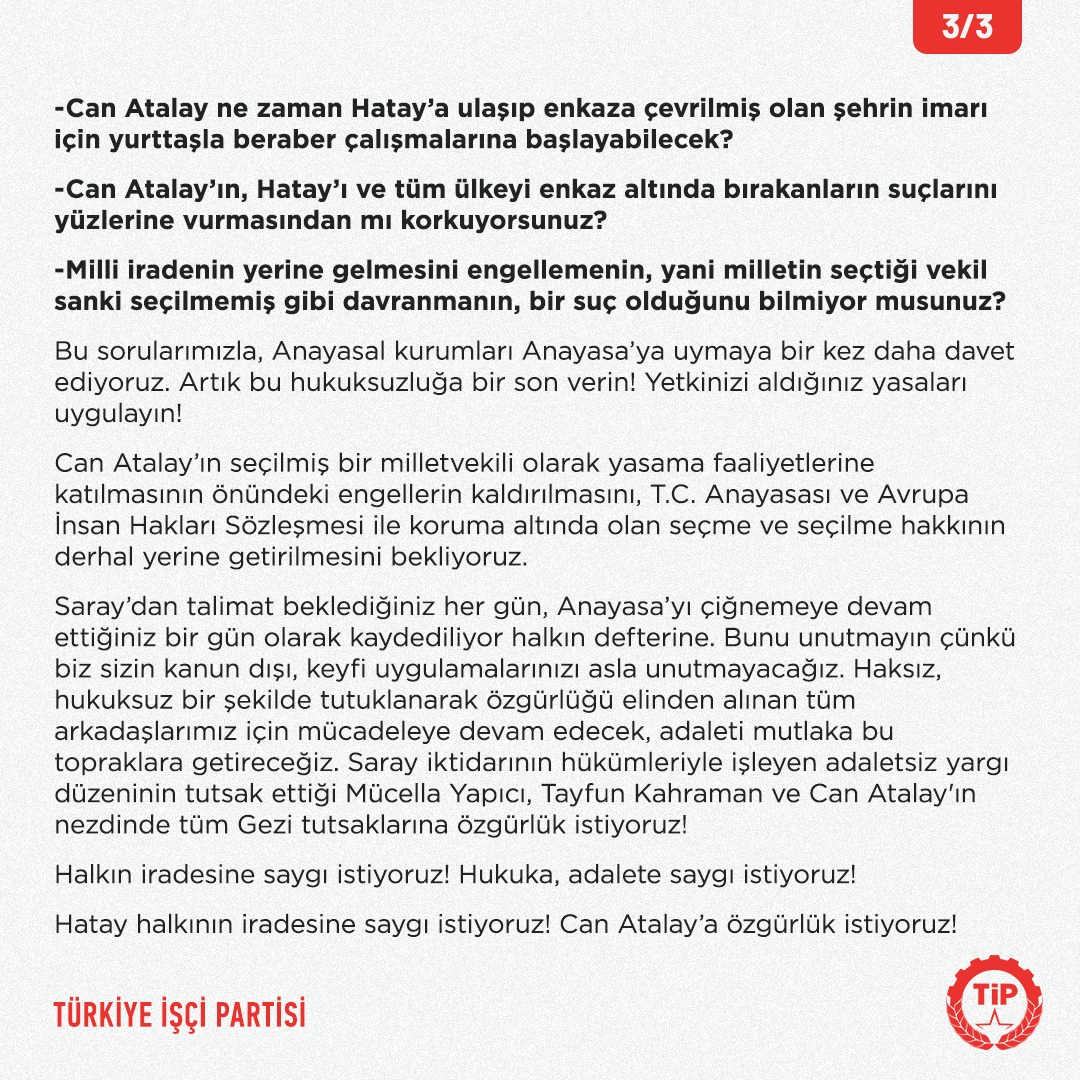 Hatay halkının iradesine saygı istiyoruz!

#CanAtalayaÖzgürlük istiyoruz!