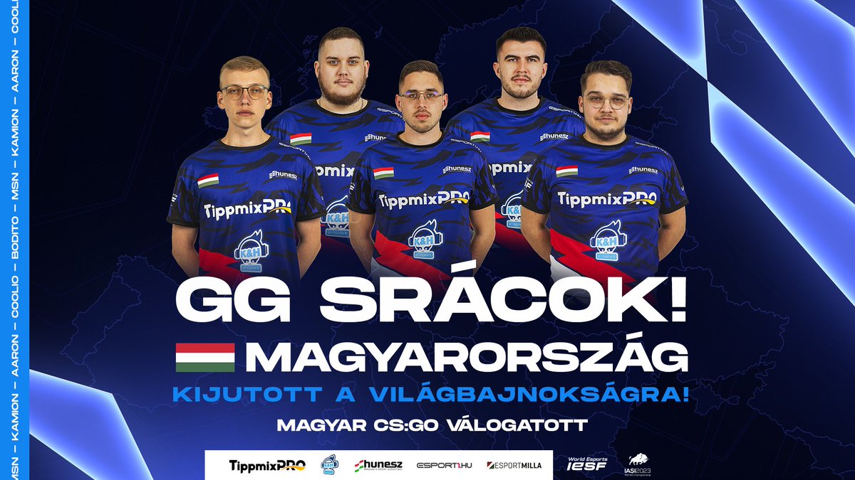 Hungarian Esports Federation (@hunesz) on Twitter photo #teamhungary #csgo #gotoiasi
GGWP <a href="/MoldovaEF/">Moldova Esports Federation 🇲🇩</a>
A mai nappal biztosította a helyét a magyar cs:go válogatott a jászvásári <a href="/IeSF_Master/">Esports fan</a> e-sport világbajnokságra!
🇭🇺GG srácok! Külön köszönet <a href="/kolorCSGO/">Ádám Domoszlay</a> és @lajos_szloboda -nak! 👊
Holnap helyosztó mérkőzéssel érkezünk. #teamhungary #csgo #gotoiasi
GGWP <a href="/MoldovaEF/">Moldova Esports Federation 🇲🇩</a>
A mai nappal biztosította a helyét a magyar cs:go válogatott a jászvásári <a href="/IeSF_Master/">Esports fan</a> e-sport világbajnokságra!
🇭🇺GG srácok! Külön köszönet <a href="/kolorCSGO/">Ádám Domoszlay</a> és @lajos_szloboda -nak! 👊
Holnap helyosztó mérkőzéssel érkezünk.