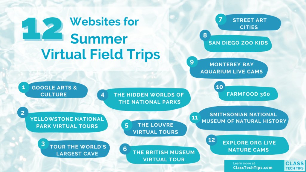 12 Websites for Summer Virtual Field Trips🌞🌎🚙

sbee.link/bmw7tedgpj  via <a href="/classtechtips/">Monica Burns #EdTech #Education</a>
#summerlearning #edutwitter #fieldtrips