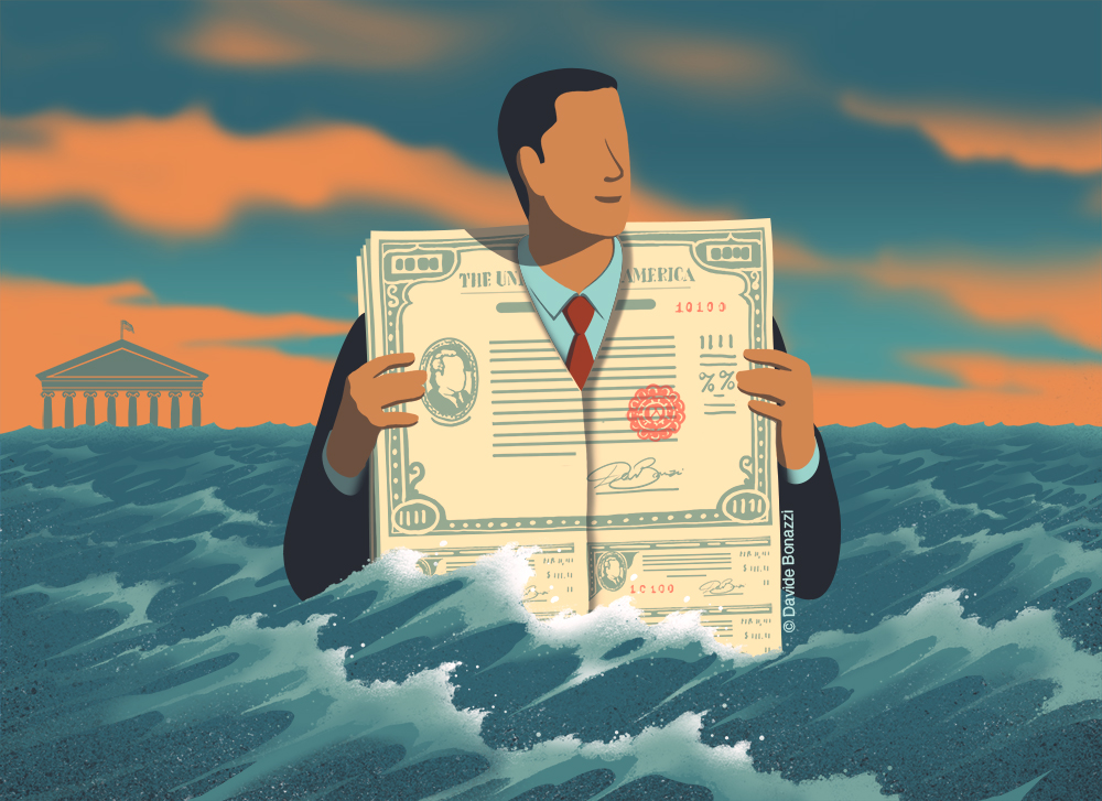 Davide Bonazzi (@davidebonazzi2) on Twitter photo Illustration for <a href="/nytimes/">The New York Times</a> about Treasuries: once considered the safest asset, they've been threatened by a possible U.S. debt default, yet they remain attractive than just about everything else. shorturl.at/lnLNR #illustration Illustration for <a href="/nytimes/">The New York Times</a> about Treasuries: once considered the safest asset, they've been threatened by a possible U.S. debt default, yet they remain attractive than just about everything else. shorturl.at/lnLNR #illustration