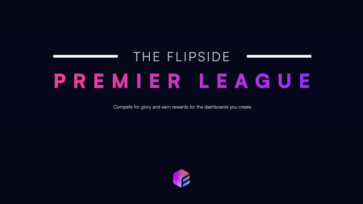 Join the Flipside Premier League and earn over $20,000 this month as an onchain sleuth! 🕵️📊

Simple rules, top boards win points, and prizes increase in the Premier League.

The league begins June 12th ⏰

Register now 👉 premierleague.flipsidecrypto.xyz