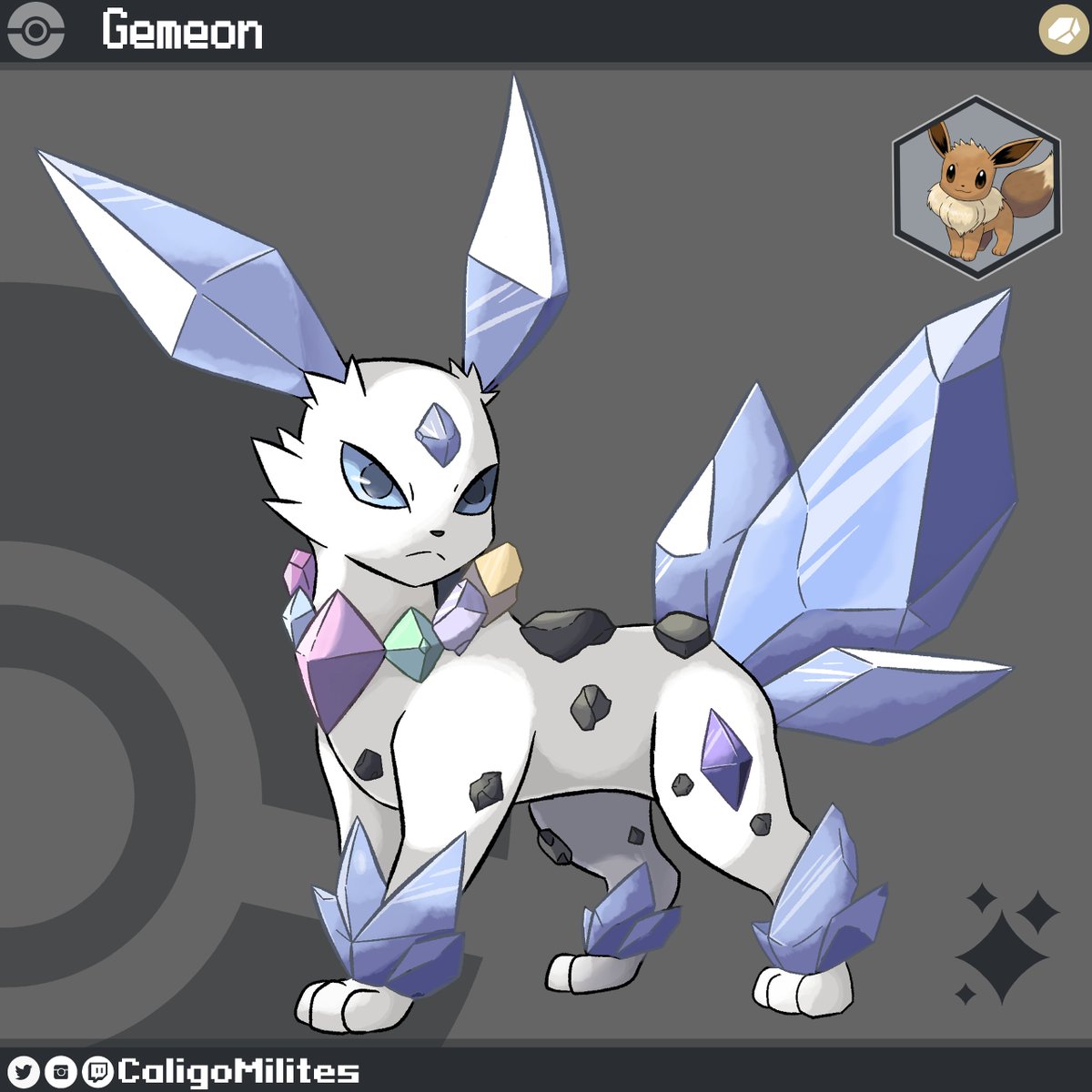 Rock Type Evolution (#eeveelution) 
Gemeon! 

#Pokemon #Fakemon #Pokemondesign #Regionalvariant #Digitalart