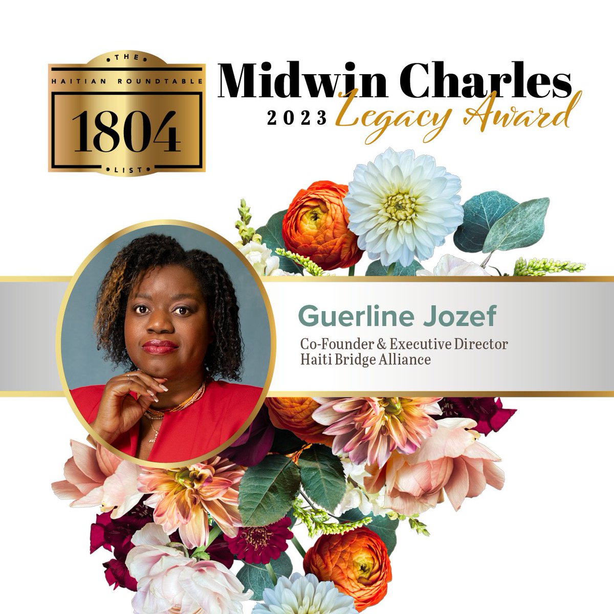 I'm honored to be the inaugural recipient of the @thehaitianroundtable @MidwinCharles Legacy Award  in memory of HRT’s beloved board member, attorney, TV legal analyst & radio host. Congratulations HRT on your 15th Anniversary! I look forward to the 1804 celebration on June 10th.