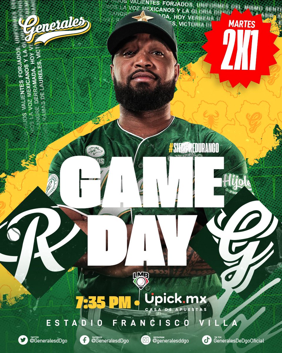 GeneralesdDgo's tweet photo. ¡𝗡𝗢𝗦 𝗩𝗘𝗠𝗢𝗦 𝗘𝗡 𝗘𝗟 𝗖𝗨𝗔𝗥𝗧𝗘𝗟! 🫵🏻🔥

🎫 Taquillas del Estadio
📲 https://t.co/NCBOKqjilM 
🆚 @RielerosDeAgs 
🕓 7:35 p.m

#𝑺𝒊𝒆𝒎𝒑𝒓𝒆𝑫𝒖𝒓𝒂𝒏𝒈𝒐 https://t.co/Zyc2cPrajz