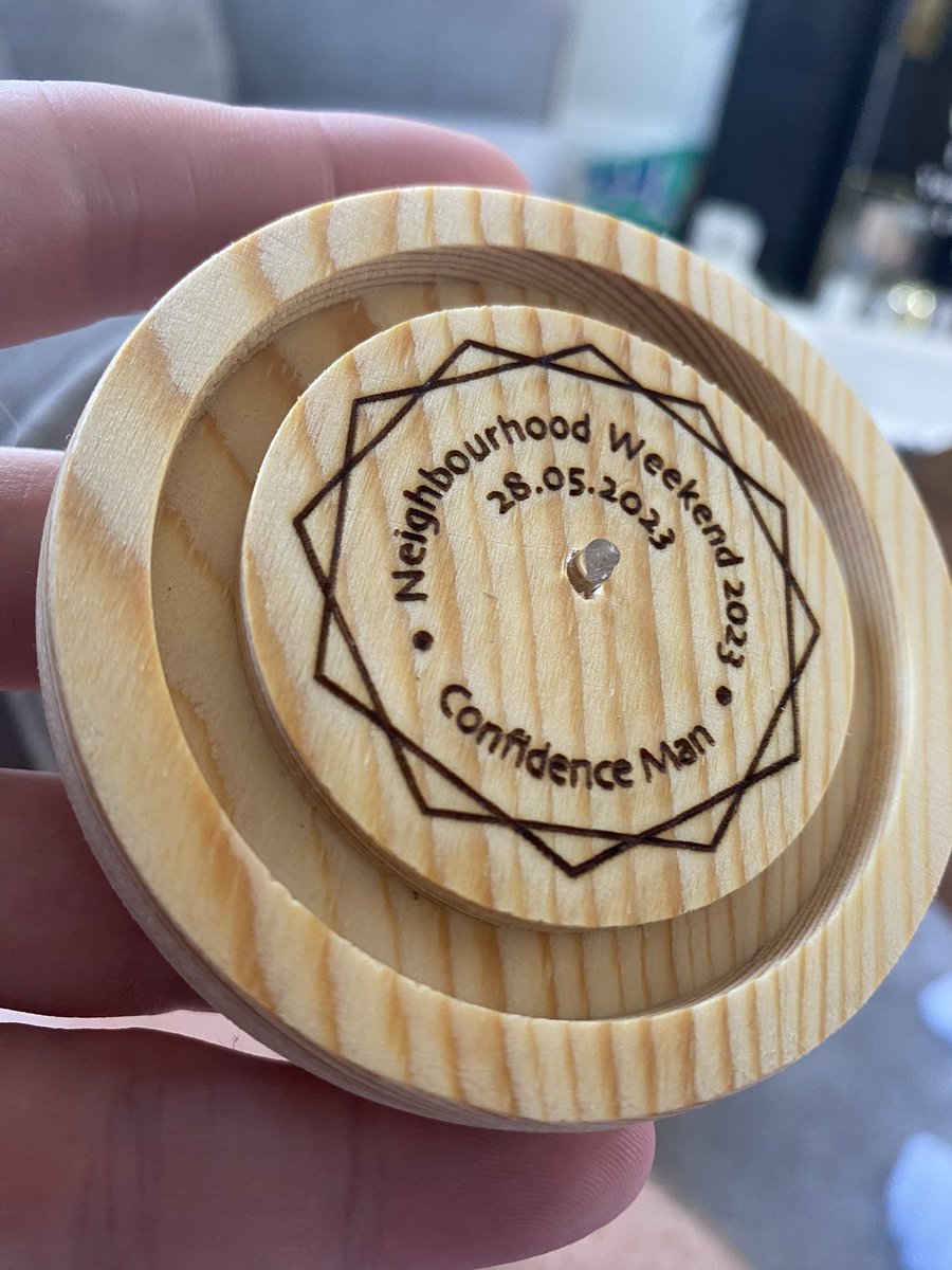 christparry's tweet photo. Hi @confidencemanTM. My kid was hit on the leg by your flying cork at @nbhdweekender. It’s their pride and joy. Got it a little case to keep it forever! https://t.co/6EPzdePy0M