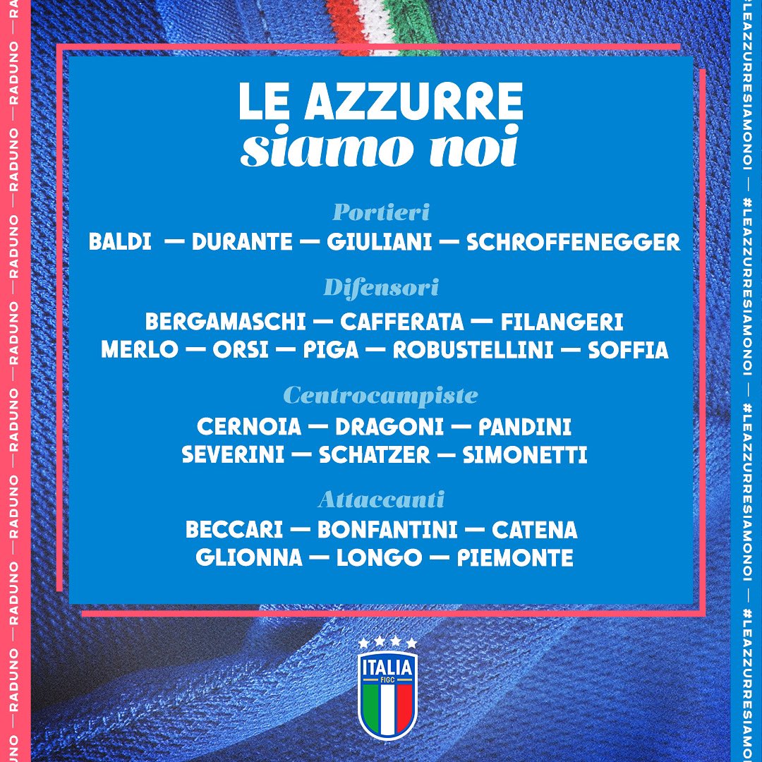 #FIFAWWC preparations 🔛

24 players have been called up for the first week's training in Riscone di Brunico 📋 💪

#Azzurre #VivoAzzurro