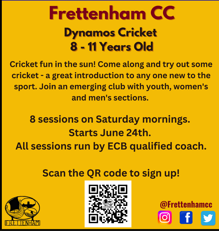 frettenhamcc's tweet photo. Spaces still available for our Dynamos youth sessions this summer. Start on the 24th June. https://t.co/ANyP8lDleB