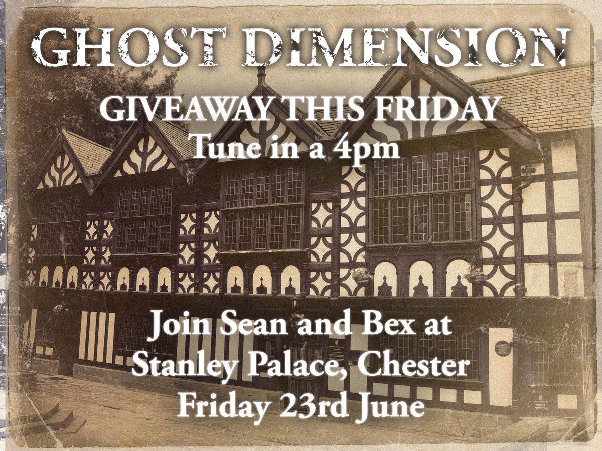 4 Lucky 🍀 Members will be able to join us on an exclusive private Ghost Investigation at Stanley Palace in Chester 23rd June. 👻 Tune in Friday 4pm to be in for a chance to come! 👻👻🍀🍀👻❤️❤️❤️ #GhostDimension #ghosthunt #giveaway