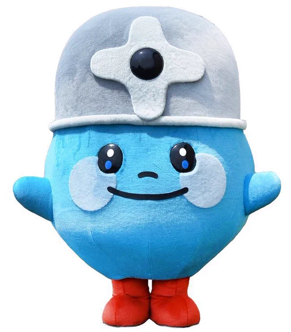 Koshimatsu-kun, a droplet of water about to drop from a faucet, is the mascot for Koshigaya/Matsubushi Waterworks in Japan.