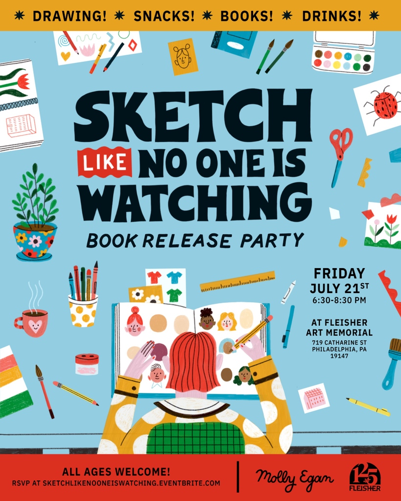 Come to Fleisher for some drawing, drinks, snacks, and books to start your Friday night! All ages welcome and some art supplies will be provided. There will also be print-outs from the book available to doodle on. Register here: eventbrite.com/e/sketch-like-…