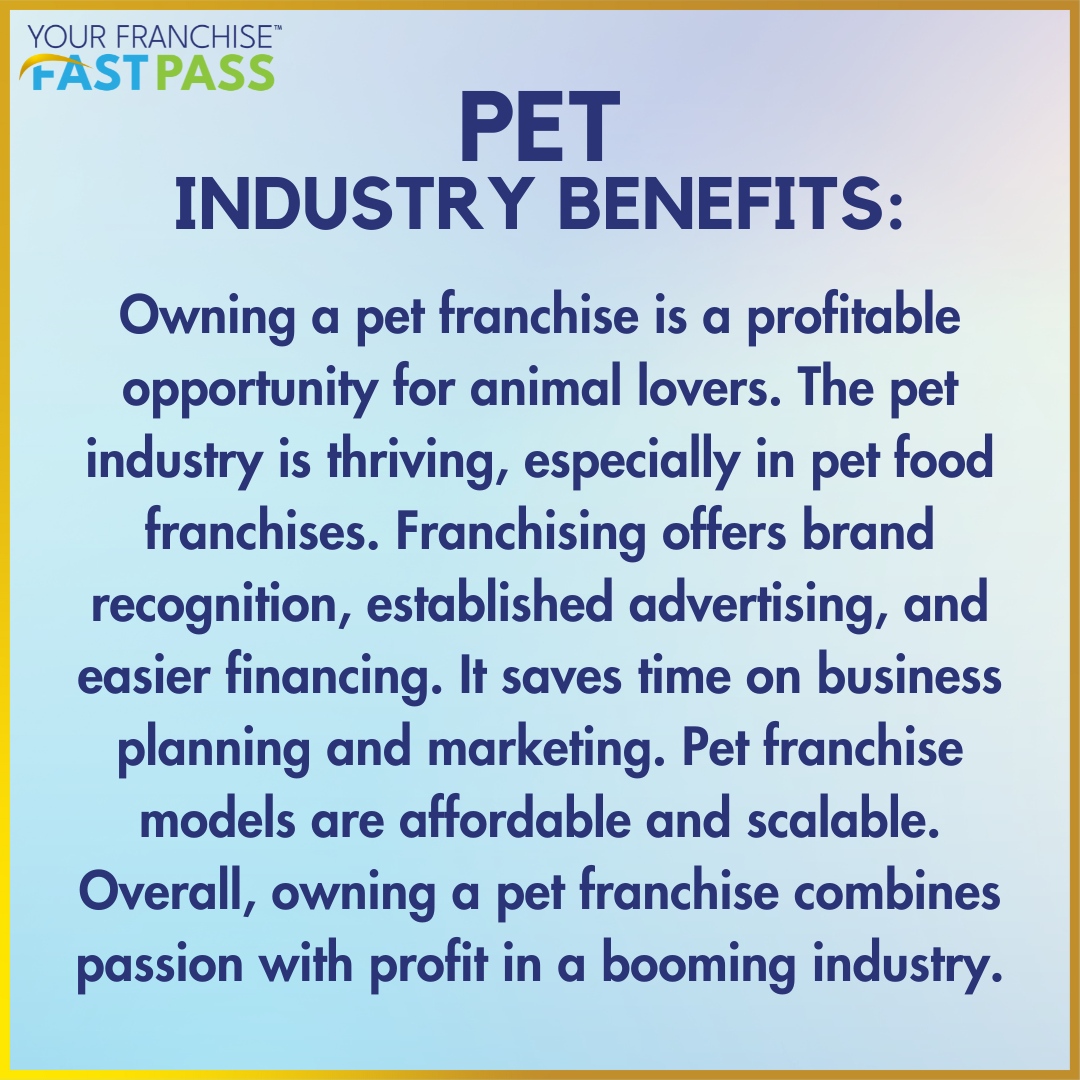 Franchise Industry Spotlight: The Pet Industry combines passion with profit! 
 ⁠
Call now to book a free consultation: (866)-716-8077⁠.⁠
⁠
#YourFranchiseFastPass #FastPassYourSuccess #FranchiseOpportunities #OwnYourBusiness #EntrepreneurFirst