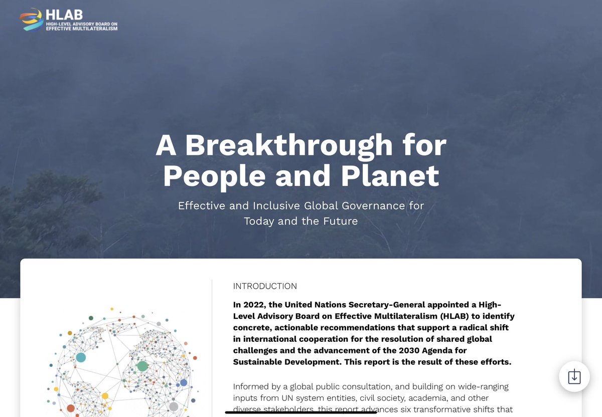 Hereby recommending this Report on Global Governance and Effective Multilateralism.It was my honour and privilege to be a member of this High Level Panel. highleveladvisoryboard.org/breakthrough/