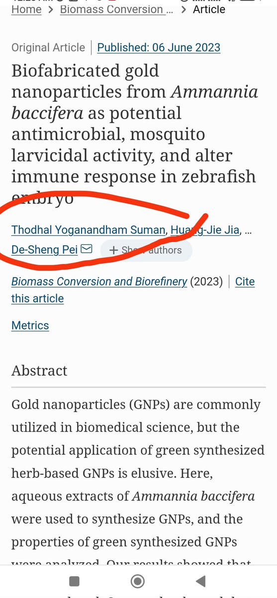 Happy to share our research article on biofabricated gold nanoparticles as potential #biomedical applications and alter immune response in #zebrafish embryo. Now available online.  link.springer.com/article/10.100…