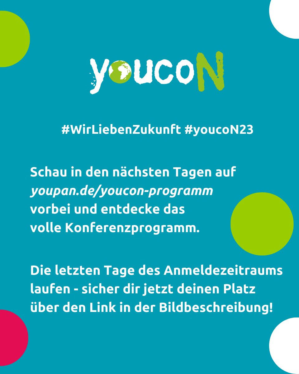 stiftungbildung's tweet photo. 📣 Letzte Chance dich anzumelden! Schau in den nächsten Tagen auf https://t.co/KiE9CuRIfz vorbei und entdecke das volle Programm der Konferenz. Sicher dir jetzt deinen Platz: https://t.co/psEU4mCN2h
#youcoN23 #WirLiebenZukunft https://t.co/6enb45GwXt