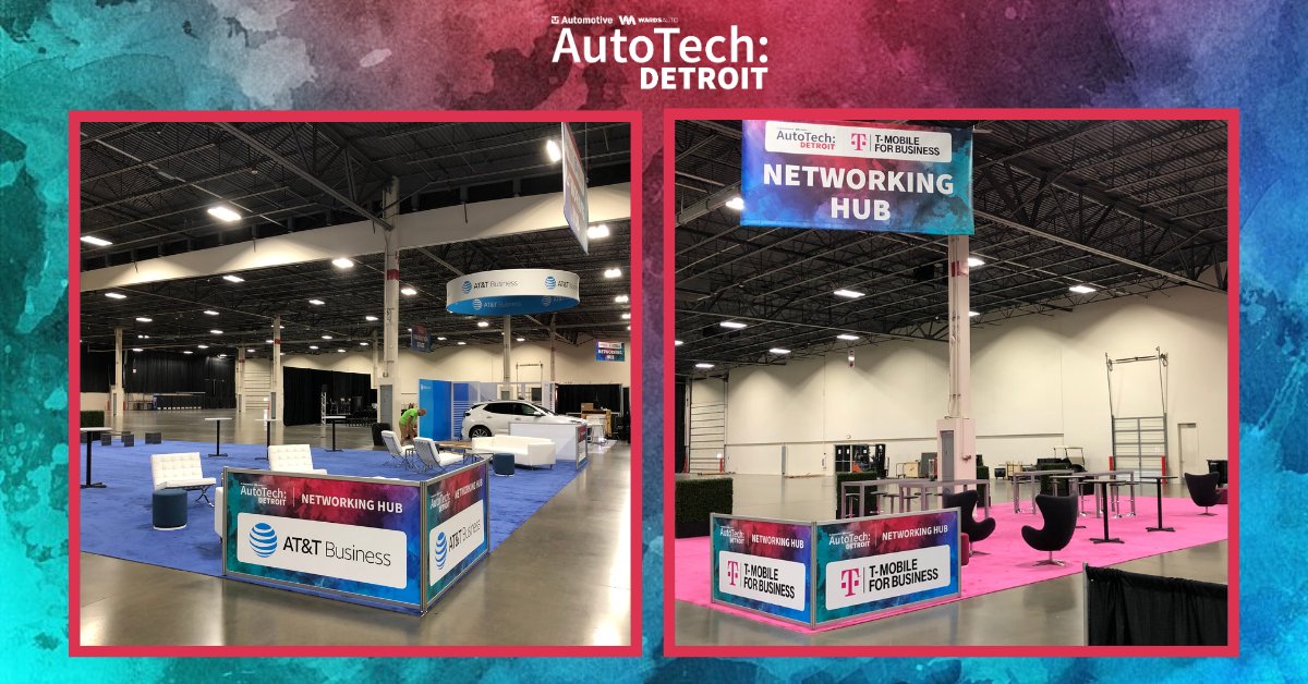 WardsAuto's tweet photo. A sneak peek behind the curtain at #AutoTechDetroit! This year, we're rolling out not one, but TWO showfloor networking hubs 🤝

 Brought to you by the innovative powerhouses – @TMobile &amp; @ATT. 

There's still time to secure your spot at the event 🎟👉 https://t.co/02HYX1bzzy https://t.co/S8fVG81CgC