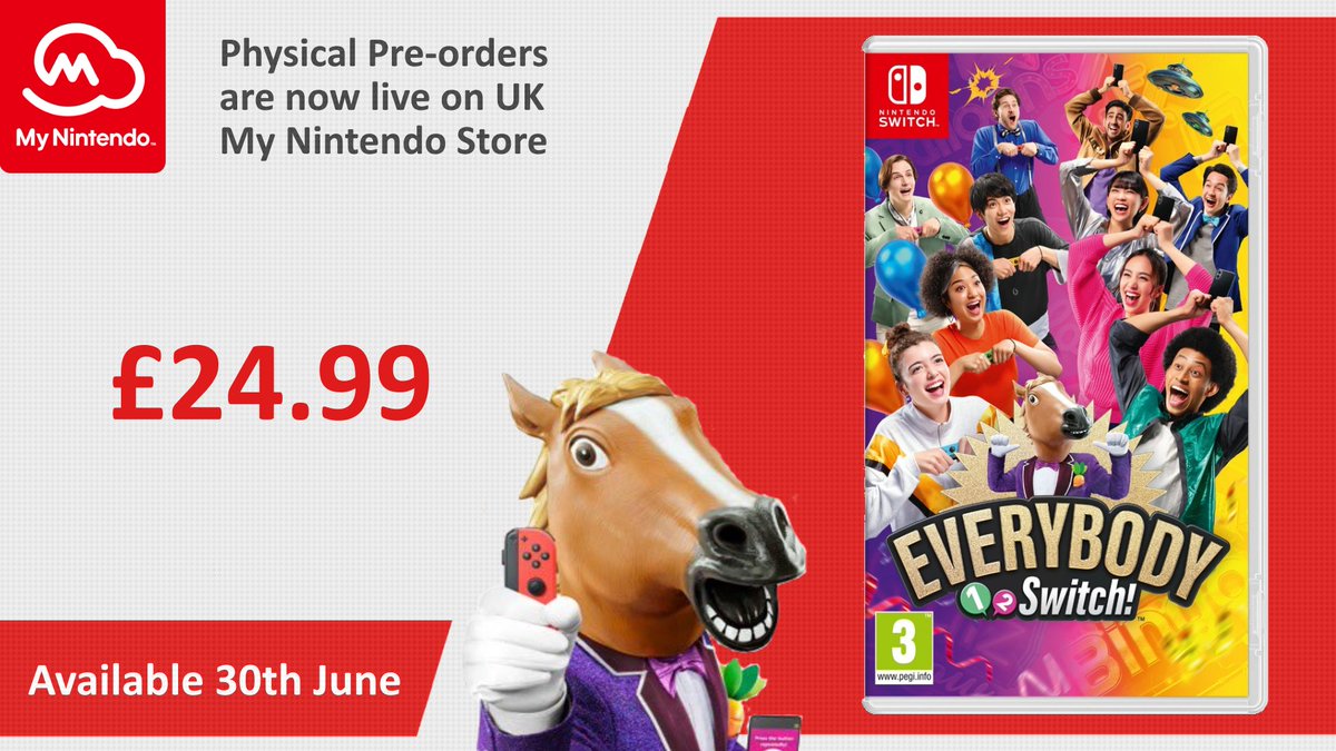 🐴📱 #Everybody12 Switch physical #preorders now live on @NintendoStoreUK. Out 30th June

Gather family and friends, grab some Joy-Con or smart devices, and enjoy a variety of team games feat. everything from balloons to aliens, and more

🛒 tidd.ly/42p63Bv #affiliatelink