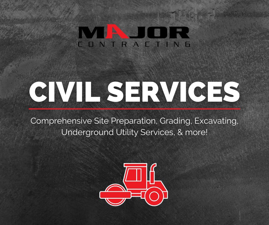 MajorContrtGrp's tweet image. The civil division at Major Contracting provides clients with comprehensive site preparation, grading, excavating, underground utility services, &amp;amp; more! #civilservices #siteutilities #roadgrading #waterservices #watermain #SiteExcavation #Asphalt #detroitcontracting #contracting