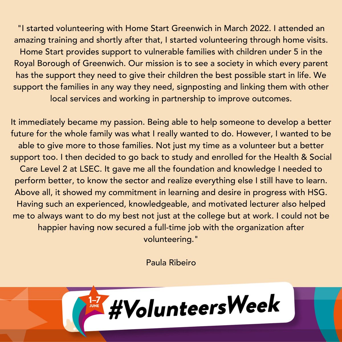 LSEColleges's tweet photo. Thank you to Paula for her amazing contribution to supporting local communities!! ๐ @hsgreenwich @VolunteersWeek #CoSLP #VolunteersWeek2023 https://t.co/QnyDNyPuxN