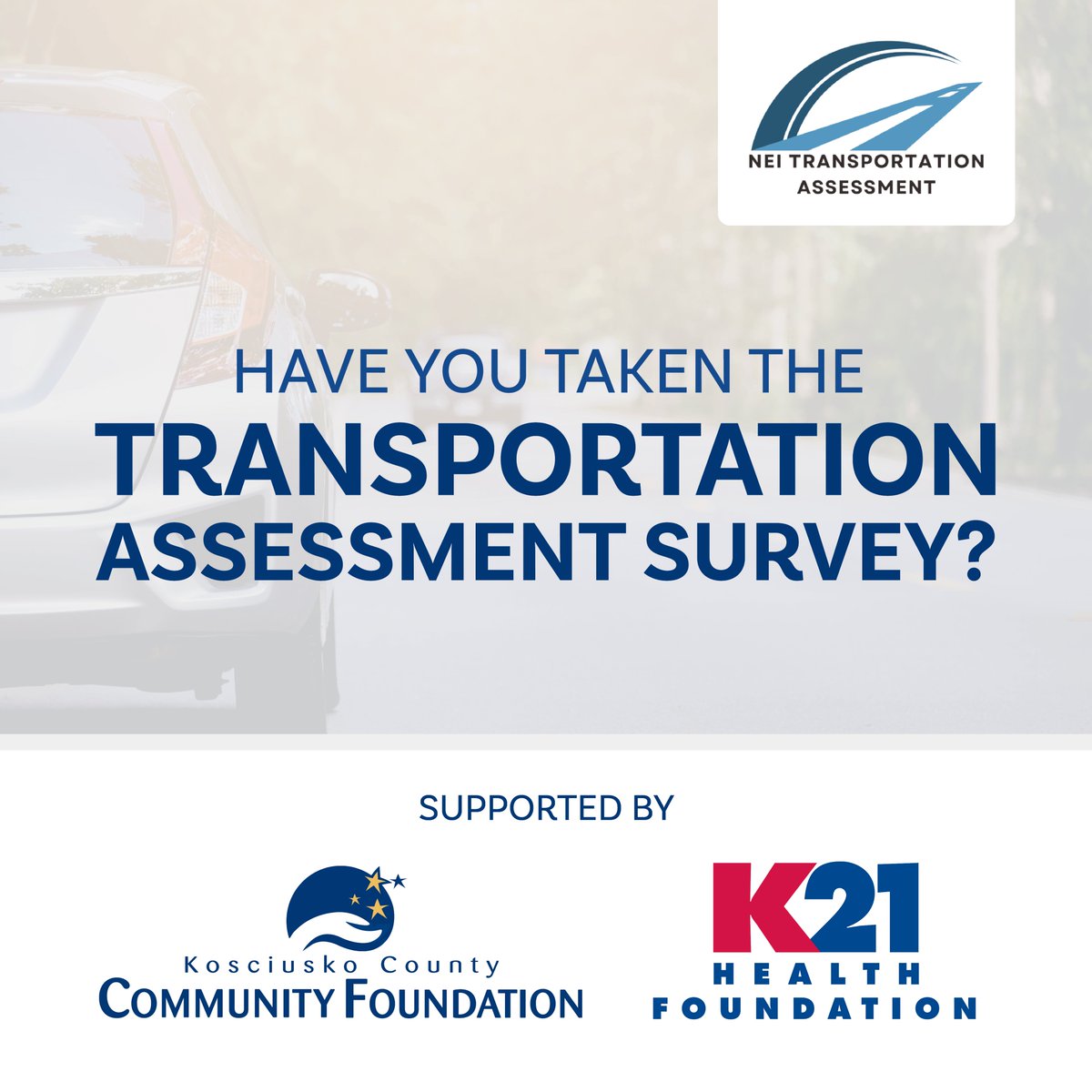gotoKCCF's tweet photo. Access to transportation is a significant barrier for many individuals seeking services across our county. Complete this survey today to help Community Transportation Network identify needed improvements to transportation options in Kosciusko County: https://t.co/ktIcPhSeh0 https://t.co/DithQicwOx