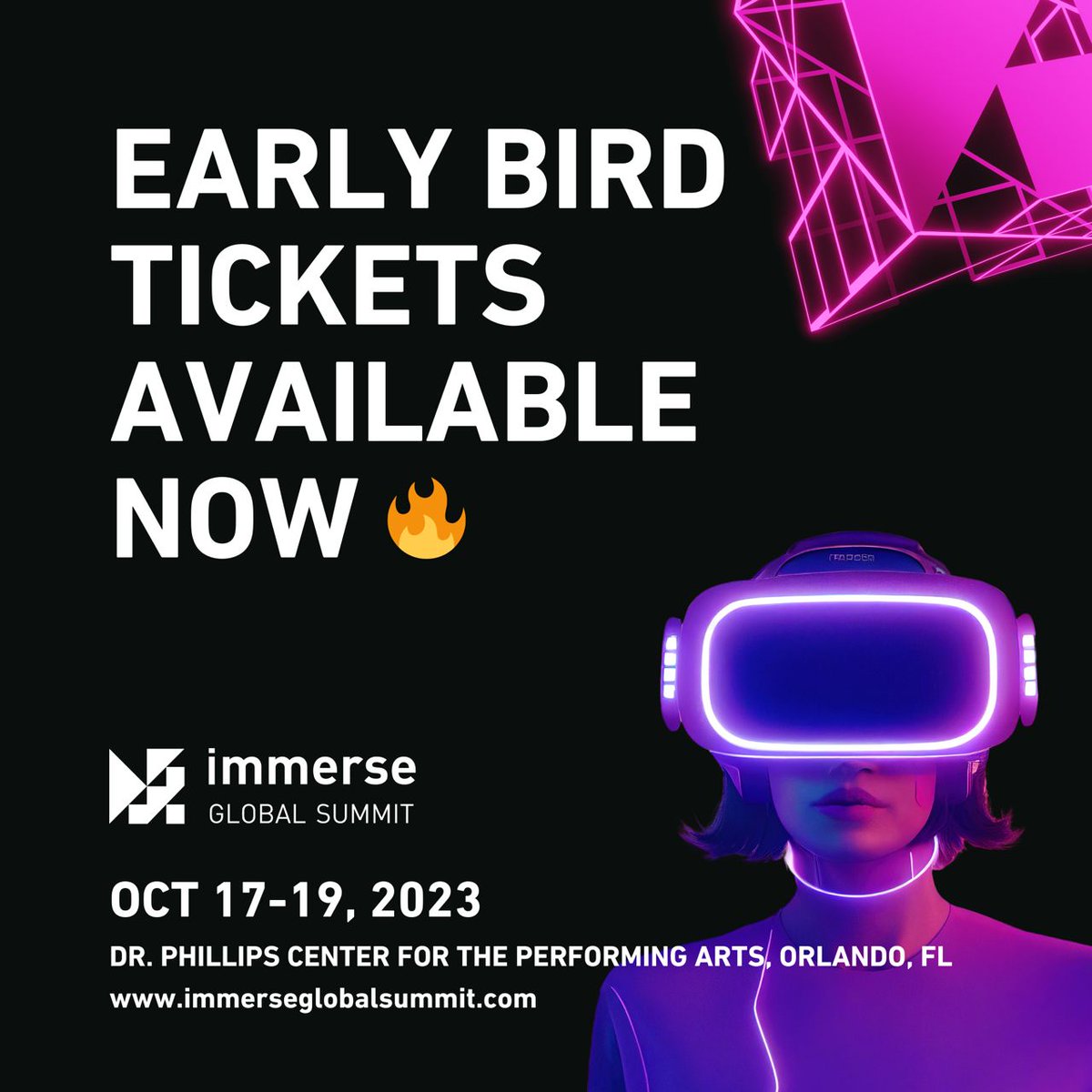 🔥 EARLY BIRD REGISTRATION OPEN NOW! immerseglobalsummit.com Get ready to be immersed in a world where creativity and technology collide at the Immerse Global Summit Orlando 2023! 

#augmentedreality #vr #spatialcomputing #apple #visionpro #wwdc23 #WWDC2023 #inspiration
