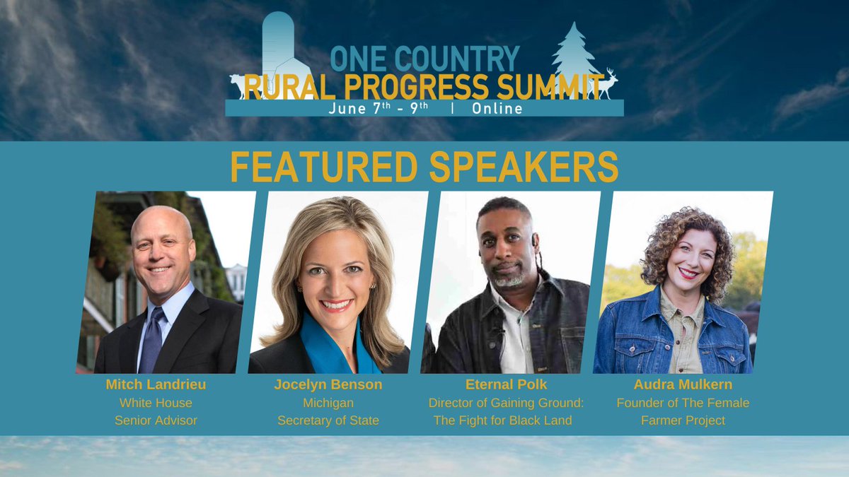REMINDER: One Country’s #RuralProgressSummit is tomorrow! Our jam-packed agenda will focus on rural priorities for the future, with speakers <a href="/MitchLandrieu/">Mitch Landrieu</a> <a href="/JocelynBenson/">Jocelyn Benson</a> <a href="/EternalPolk/">Eternal Polk</a> <a href="/AudraGM/">Audra Mulkern</a> and more. Sign up HERE: tinyurl.com/OCPSummit