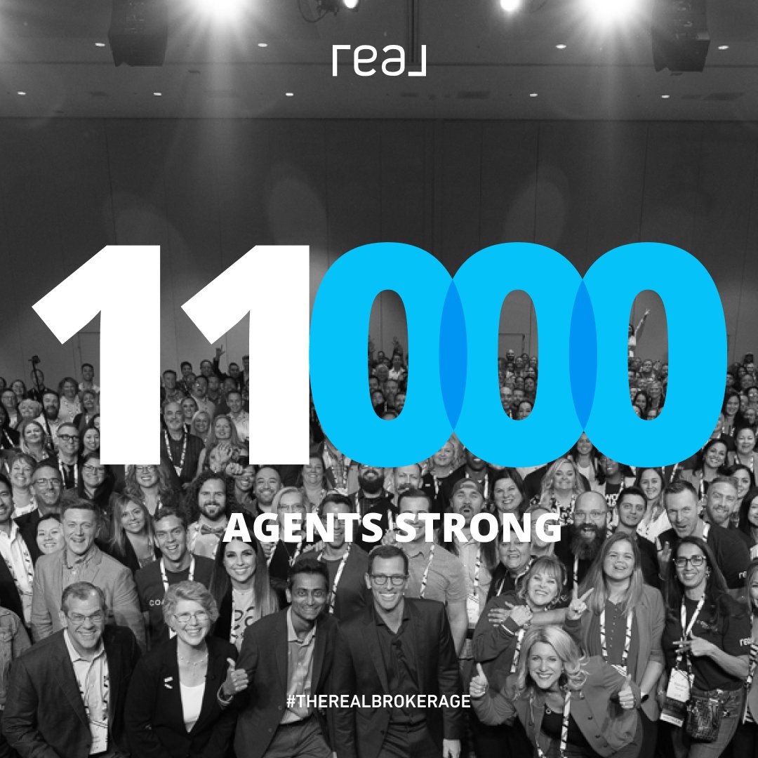 joinreal's tweet image. We are thrilled to announce that Real has surpassed the 11,000 agent milestone!

#therealbrokerage #workhardbekind #11kagentsstrong