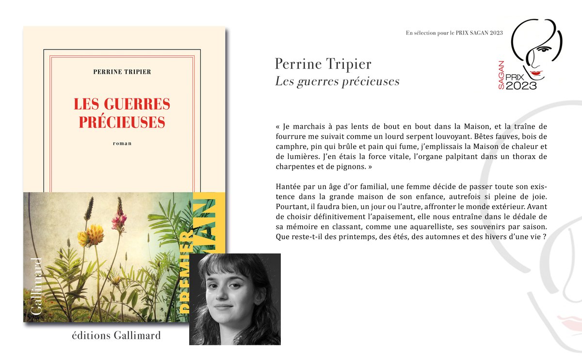 Sélection du prix Françoise Sagan 2023 Perrine Tripier  -  Les guerres précieuses
aux éditions <a href="/Gallimard/">Gallimard</a> 
#PrixFrancoiseSagan #françoisesagan #roman #prixlitteraire #prixsagan #selection #litterature #Gallimard #Perrinetripier #lesguerresprecieuses #PrixFrancoiseSagan2023