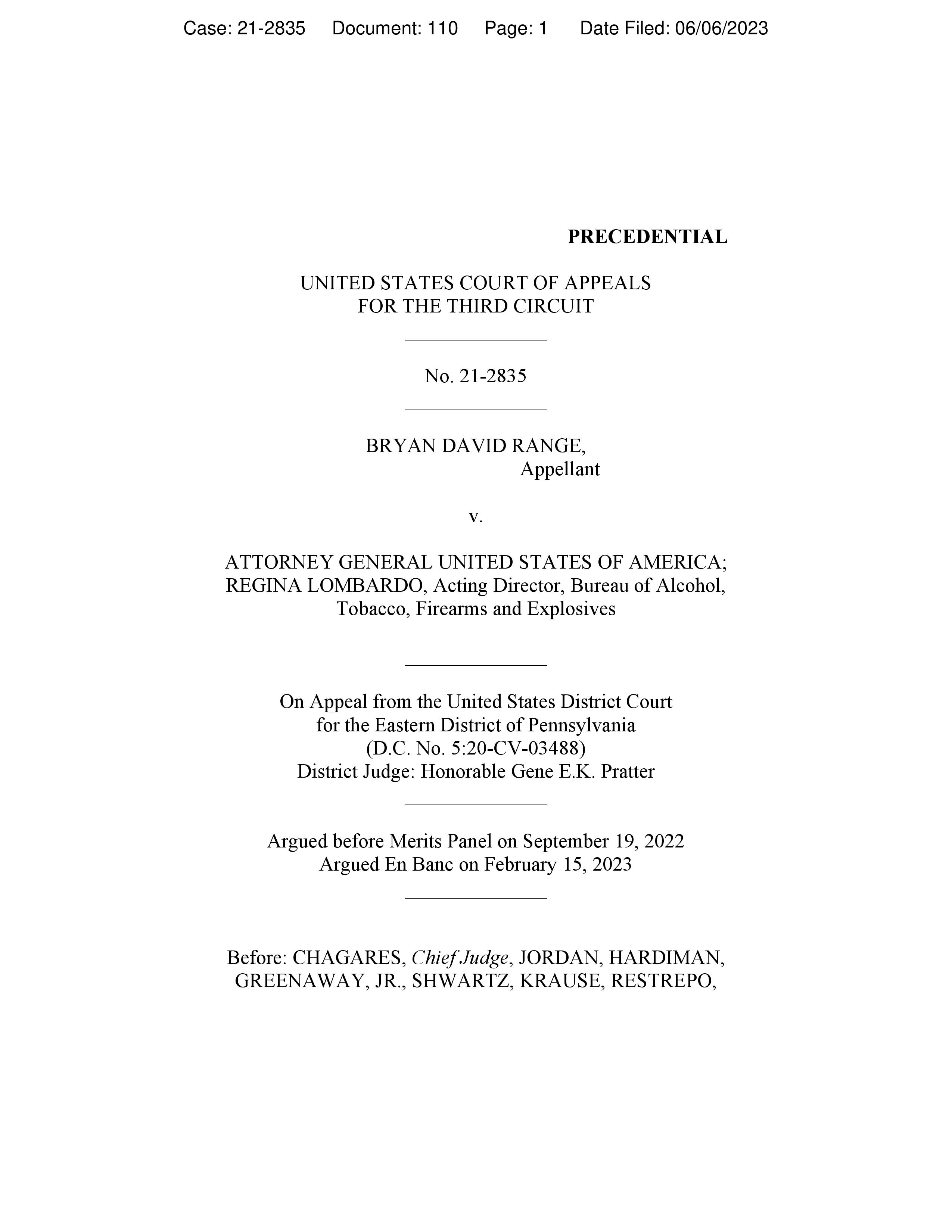 Rob Romano on Twitter: "BREAKING: Range v. Garland (3rd Circuit