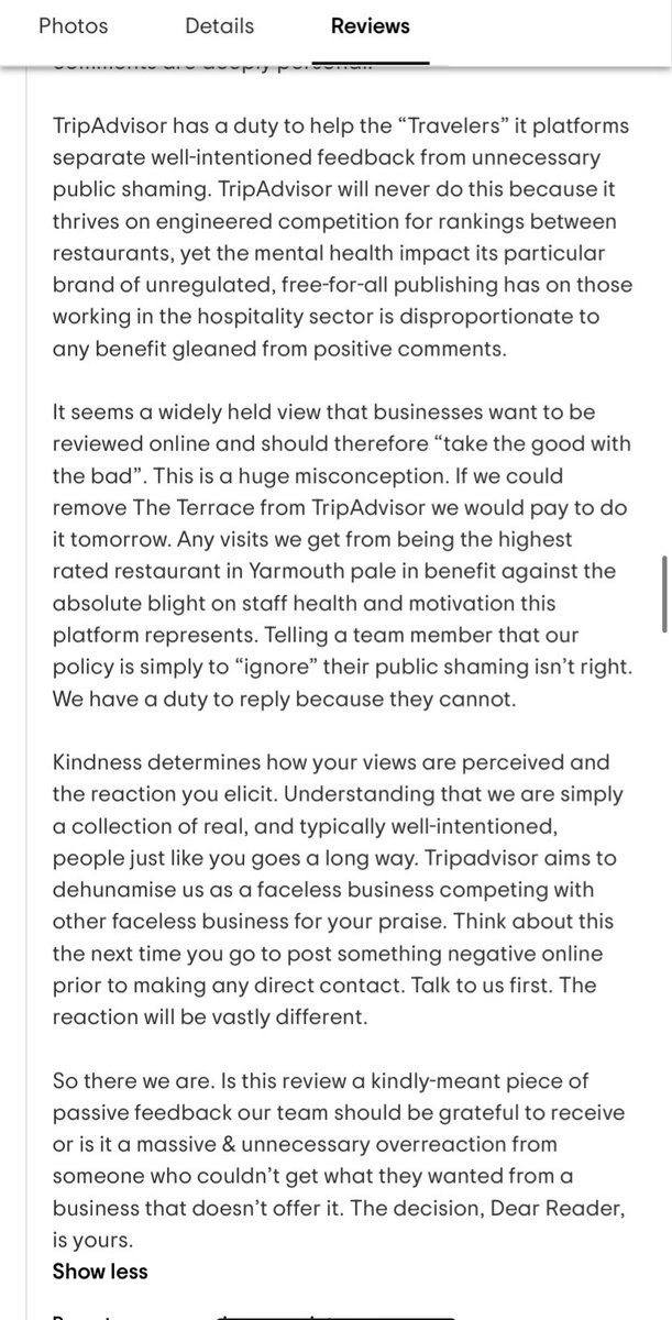 Ever wondered about the thought process behind leaving one-star reviews when you can’t get a seat? Wonder no more…

Ps if you enjoyed this content please give us loads of five star reviews mentioning “Tom’s amazing service”.