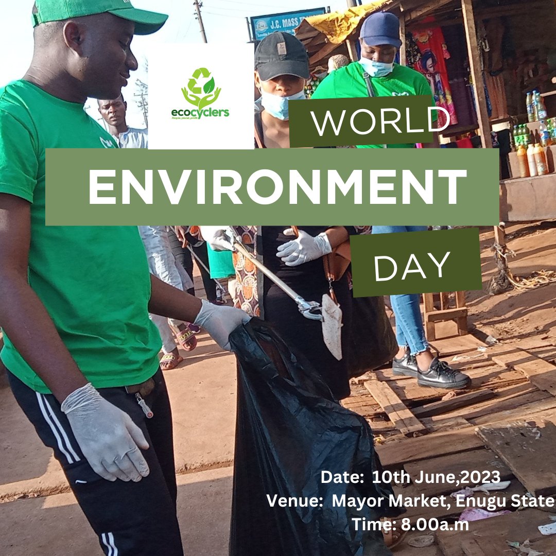 To Commemorate #WorldEnvironmentDay2023, Please Join us for another Sensitization outreach in Enugu State. This time, we take the Green message on 10/6/23 to #MayorMarket

 To Volunteer, Please call or text 09025012196. 

Please Share!!!!!!

#Enugu #EnuguTwitter