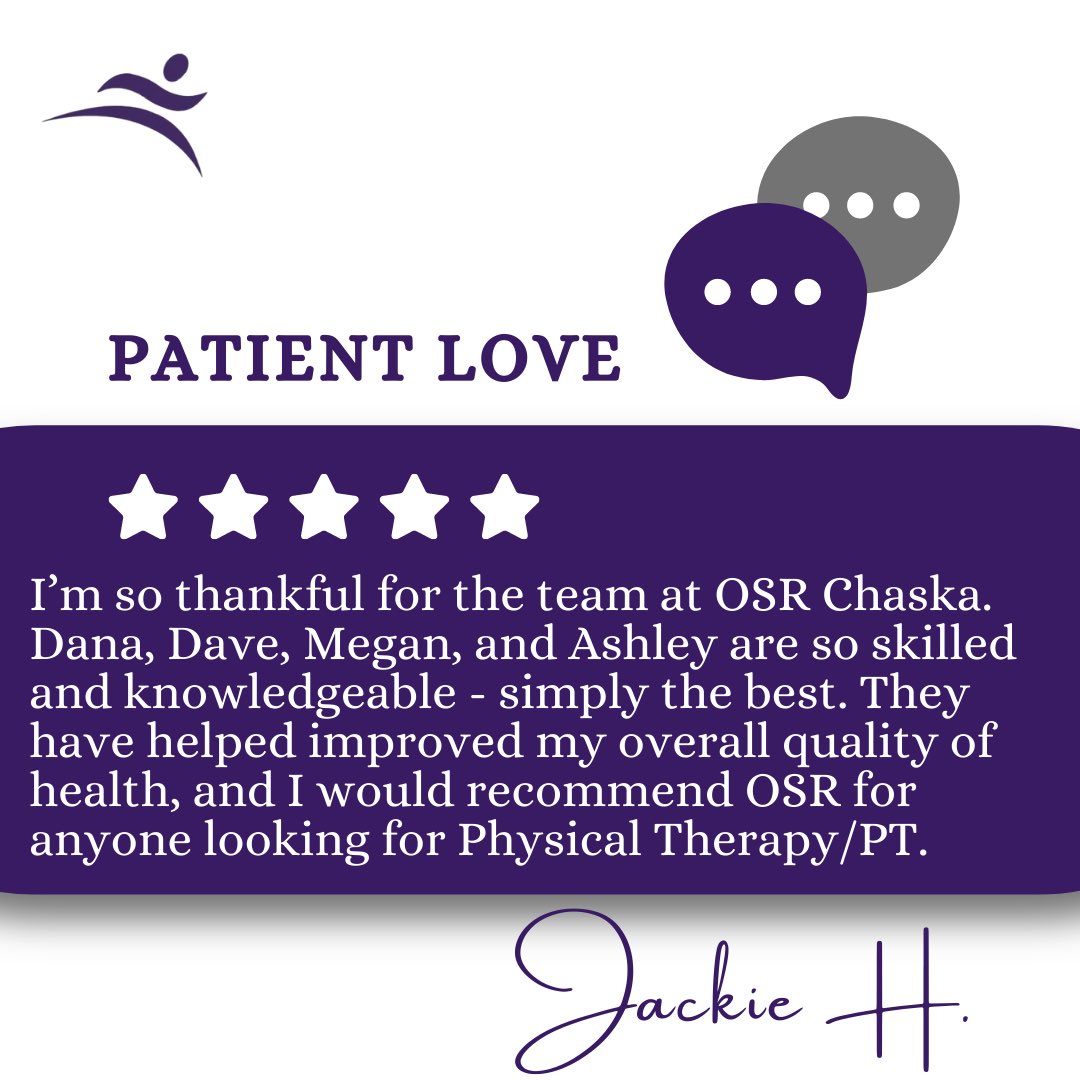 Testimonial Tuesday 

⭐️⭐️⭐️⭐️⭐️

#chooseptfirst #physicaltherapy #topPT #review #fivestar #googlereview #chaska #edenprairie #minnetonka #chanhassem #shakopee