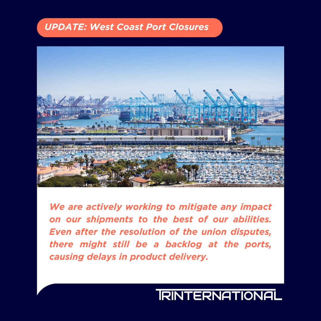 TeamCatalynt's tweet photo. This situation may result in additional closures or inconsistent service until an agreement is reached. While we may not have complete visibility into all the factors involved, we want to assure you that we have prior experience in handling similar challenges. #WestCoastPorts https://t.co/ITmX4ET4oc