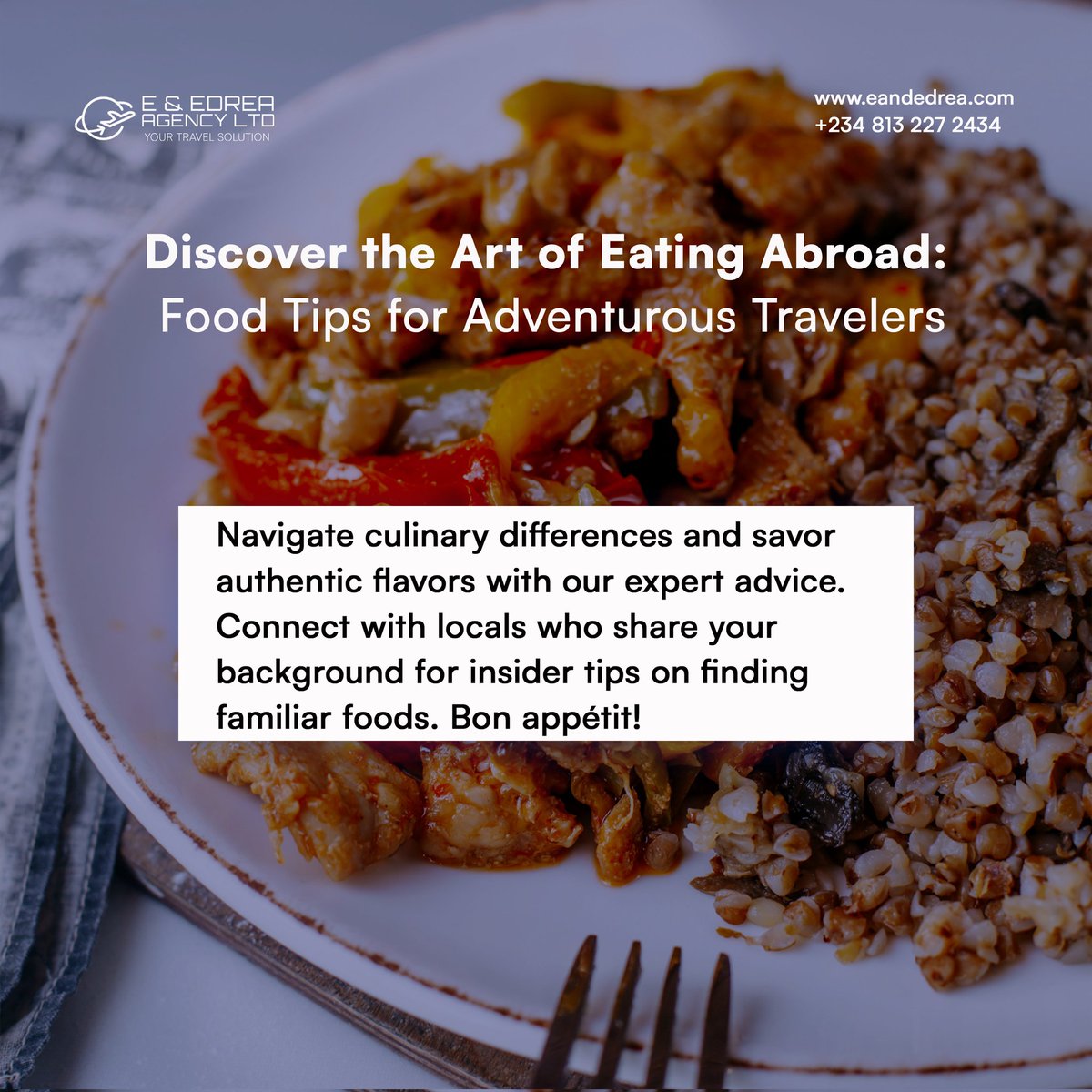 Discover the secrets to eating well while abroad. Our food tips will guide you to local flavors and help you find familiar dishes. Connect with your community and embrace culinary adventures together! #FoodTips #CulinaryExploration #TravelAgency #FoodExploration