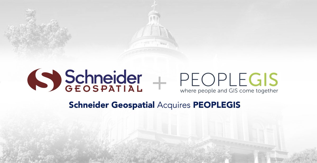 GISSchneider's tweet photo. We're excited to share that Schneider Geospatial, LLC has expanded its GovTech leadership with the acquisition of PeopleGIS Inc.! #SchneiderGeospatial #PeopleGIS #SimpleCITY #GovTech #Transformation To read more visit: https://t.co/JhNFhFfLGk https://t.co/vR5KdbKSve