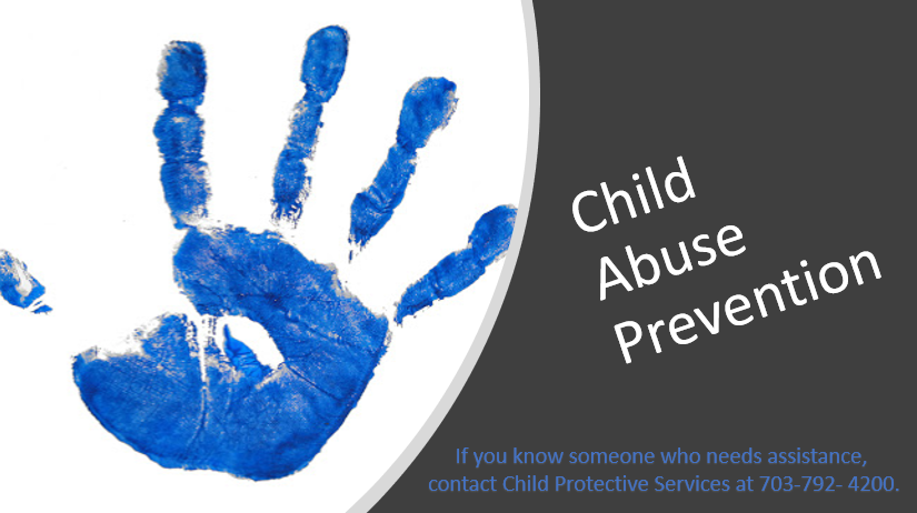 #ChildAbusePrevention Child abuse can include physical harm, neglect, sexual abuse & emotional or mental maltreatment. If you know someone who needs assistance, contact #ChildProtectiveServices:  703-792-4200. After hours call #PWCPD: 703-792-6500 or 911 in an emergency situation
