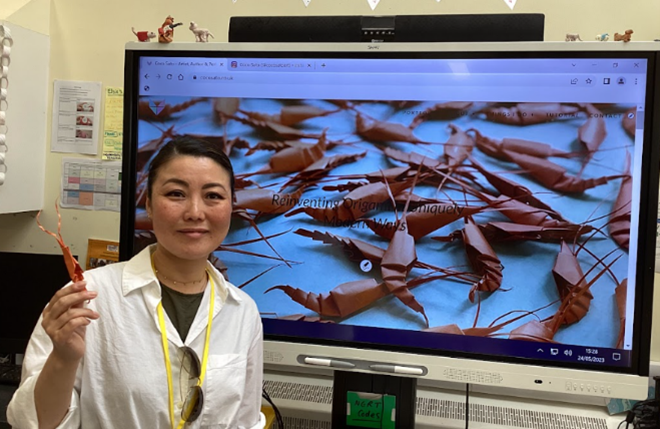 Before half term, our CAMHS Campus school were delighted to welcome <a href="/CocoSatoArt/">Coco Sato</a>, award-winning Japanese origami artist. So wonderful to hear about Coco's career &amp; how her culture has influenced her art. We were all inspired &amp; very proud of our origami shrimps!  #careers