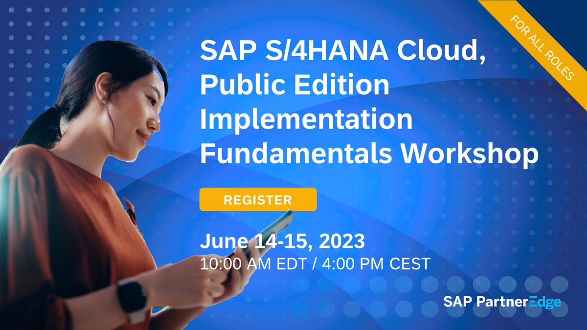 #SAPPartners will gain experience with the critical elements contributing to a successful SAP S/4HANA Cloud, Public Edition implementation covering each phase in detail, and an in-depth look at how to manage an SAP S/4HANA Cloud fit-to-standard workshop: imsap.co/6014OaIQi