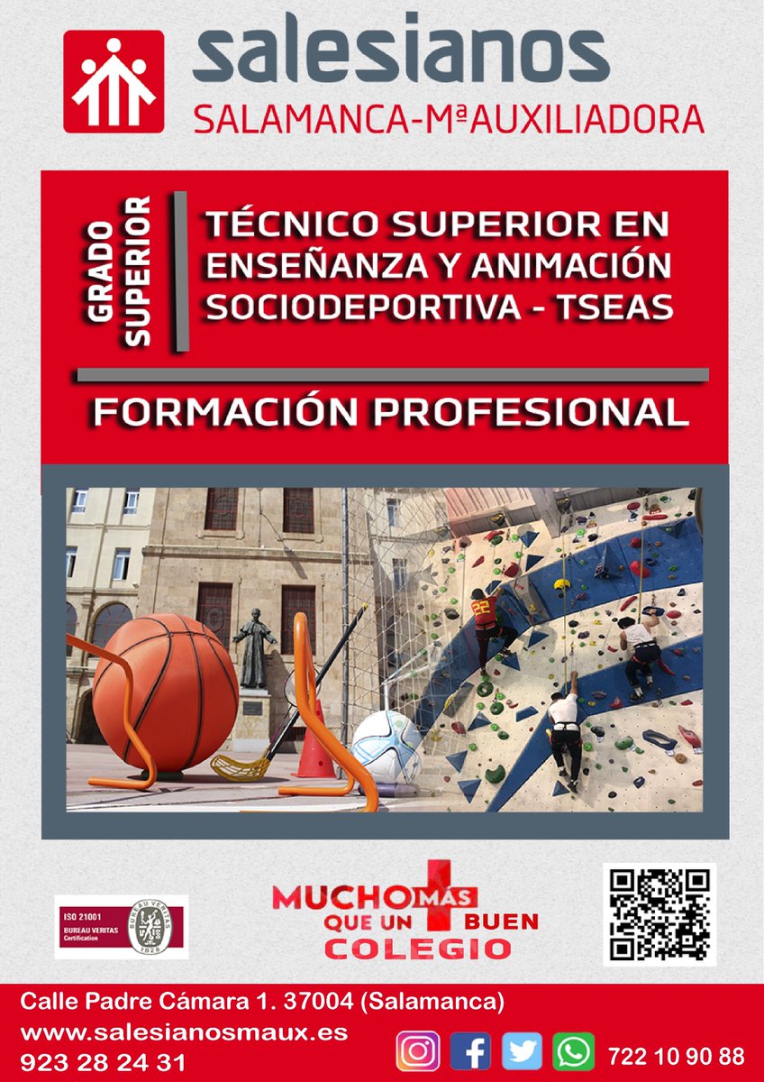 📌 | Si estás interesado en realizar el Grado Superior de Técnico Superior en Enseñanza y Animación Sociodeportiva en <a href="/mauxsalamanca/">Salesianos Salamanca - María Auxiliadora</a>, infórmate en el 722109088 o en el 923282431.