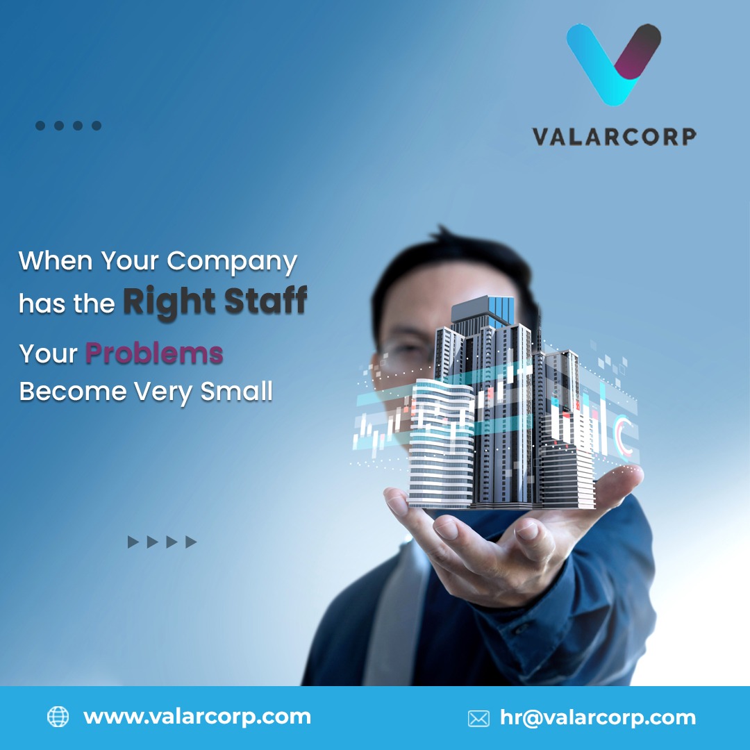 Problems become manageable when you discover the power of proficient company staffing solutions.

Visit us: valarcorp.com

#valarcorp #staffingservices #recruitment #permanentstaffing #contractstaffing #hiring #hrsupport #manpowerservices #staffing