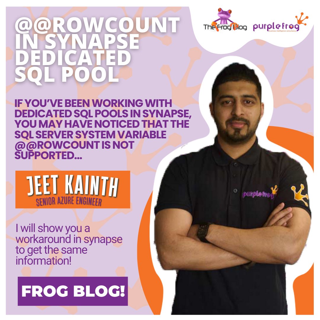 PurpleFrogSys's tweet image. @@ROWCOUNT in Synapse Dedicated #SQLPool🚣
Alternative to the @@RowCount variable in #SQLServer💯
purplefrogsystems.com/2023/06/rowcou…