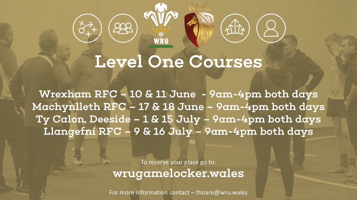 thoarecoached's tweet image. Places still available on WRU Level One coaching courses coming up across North Wales @wrexhamrfc @MachynllethRFC @TyCalonSport @CRLlangefni great opportunity for existing coaches to get upskilled and new volunteers qualified @RGCCymuned @WRU_Community