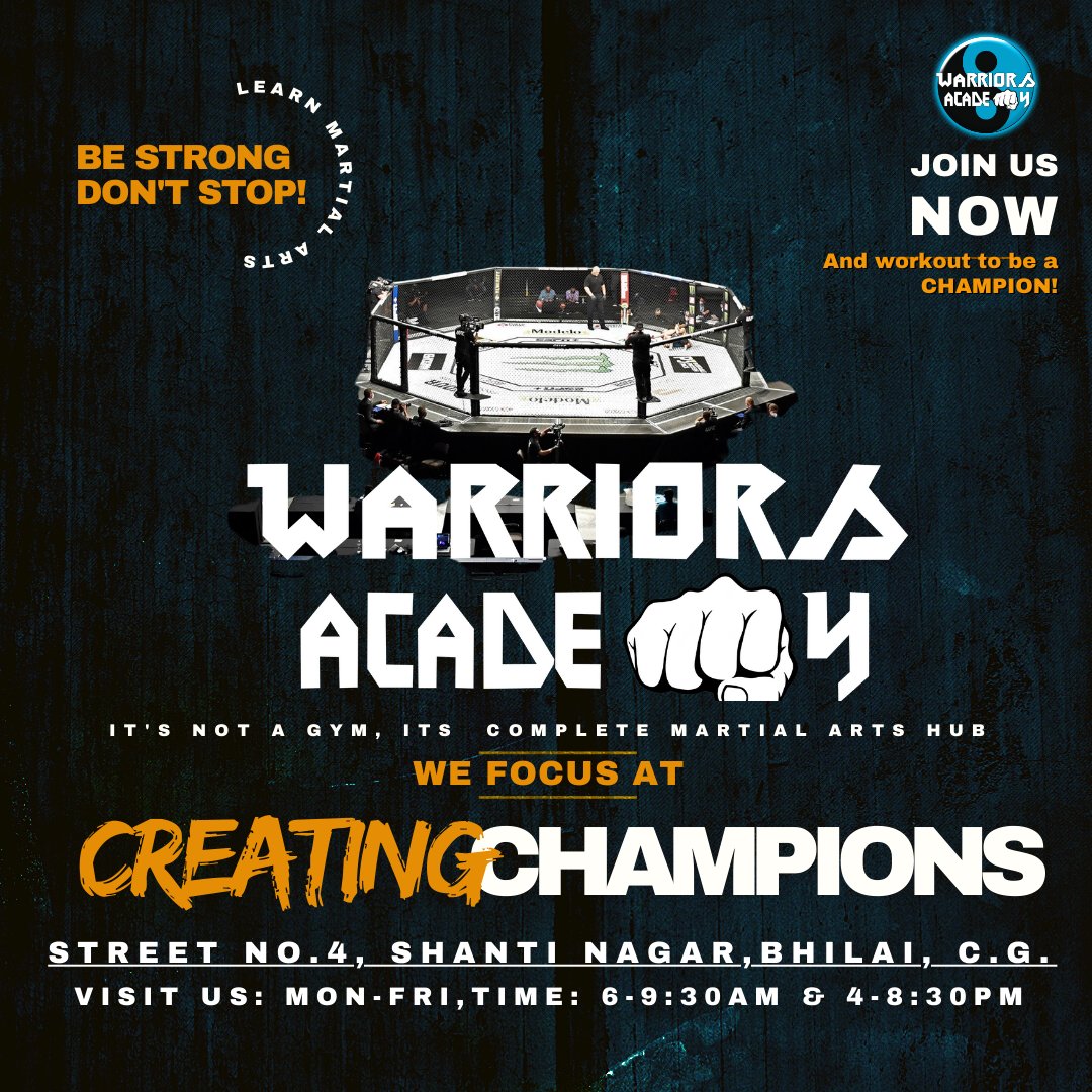 WarriorsAcadem6's tweet image. We are  open for admissions in new batch from 10th June.
Join the India's TOP TEAM and be a warrior!
We focus on #creatingchampions .

Visit us at :
📍Street no.4,Shanti Nagar,Bhilai.CG

📞📱 Call /Whatss app at 9630303100 for details.