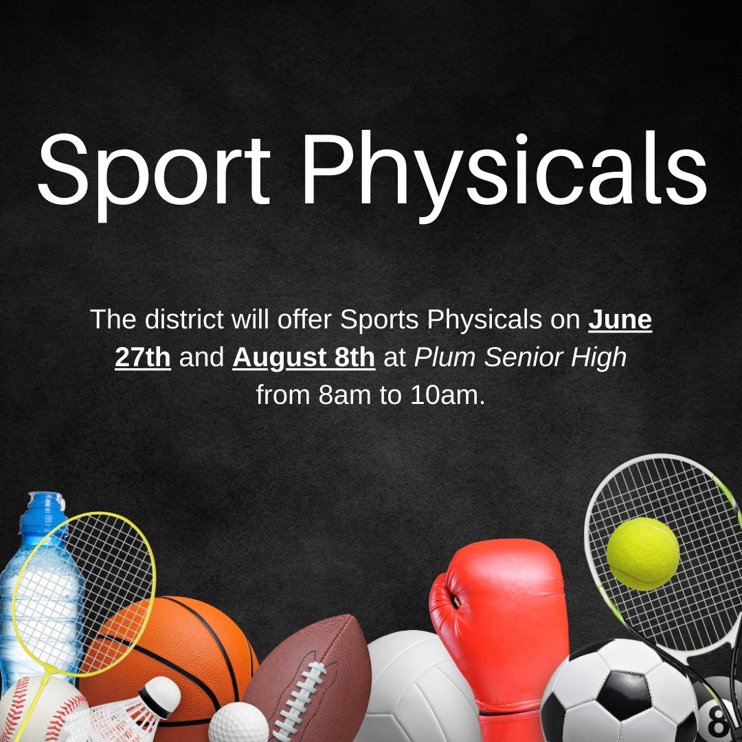 To prepare for the start of next year, the District is offering FREE physicals to interested athletes.  No appointment is necessary; we will operate on a first-come, first-served basis.
