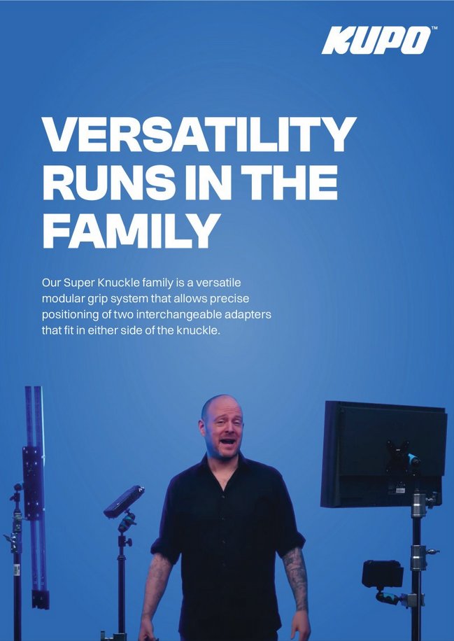 The Kupo Super Knuckle family is a versatile modular grip system that allows precise positioning of two interchangeable adapters that fit in either side of the knuckle.

Check out the whole Super Knuckle Family: kupogrip.com/clamps-coupler…