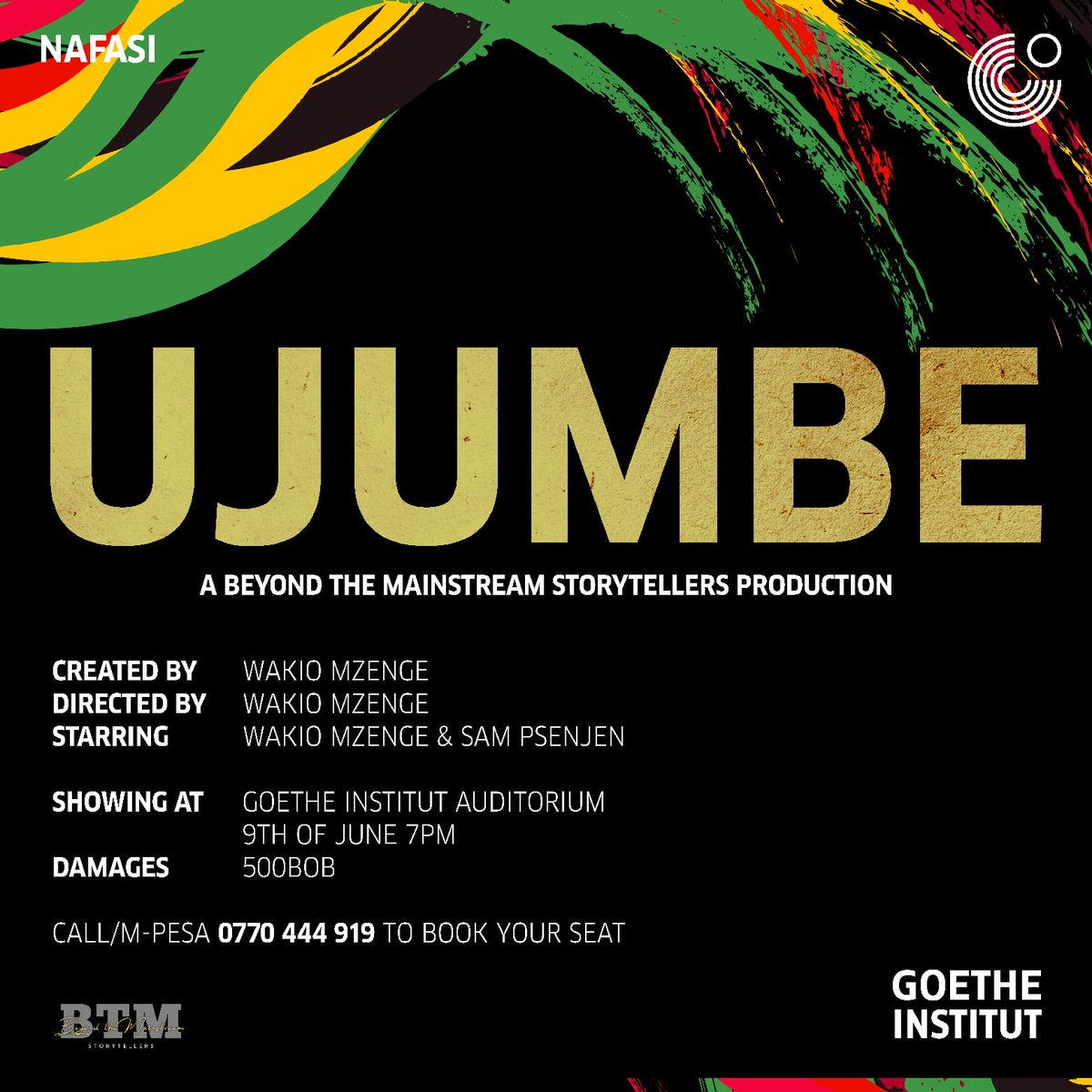 WakioMzenge's tweet photo. Swipe to see what has got me smiling. Book your ticket now.
#BeyondTheMainstream
#purelyexperimental https://t.co/AQWd6EWmTv