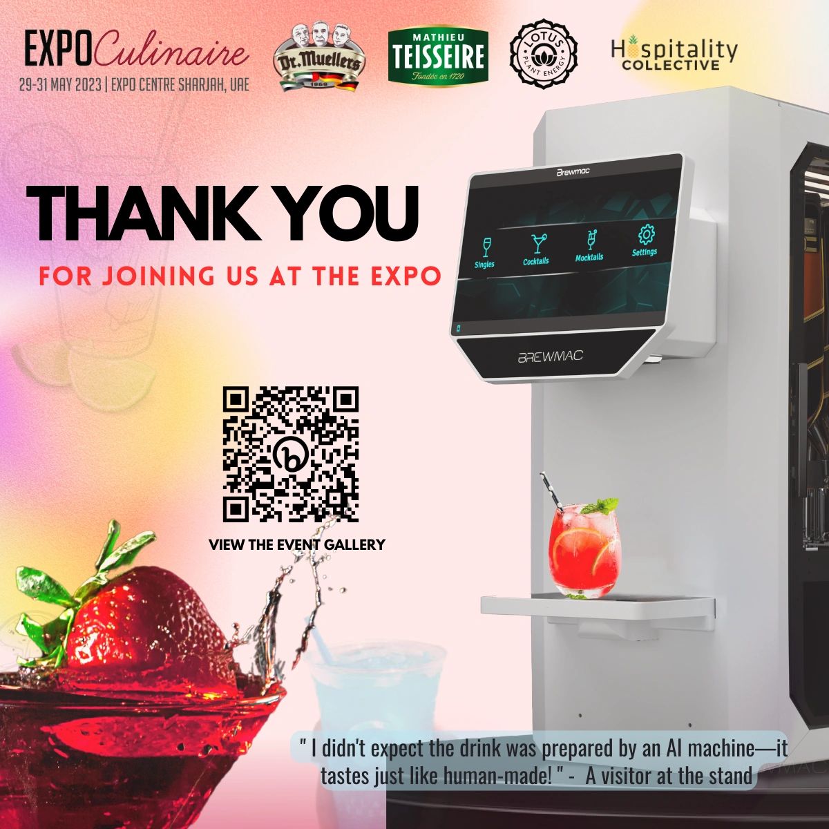 brewvend_me's tweet photo. Thank you for making our event unforgettable! 🎉✨ We had an incredible time showcasing Brewmac and witnessing the excitement it generated among all our amazing attendees.
Stay tuned for more exciting updates 🤖
#brewmac #Brewvend #expoculinaire #ThankYou #InnovationUnleashed https://t.co/B843docytd