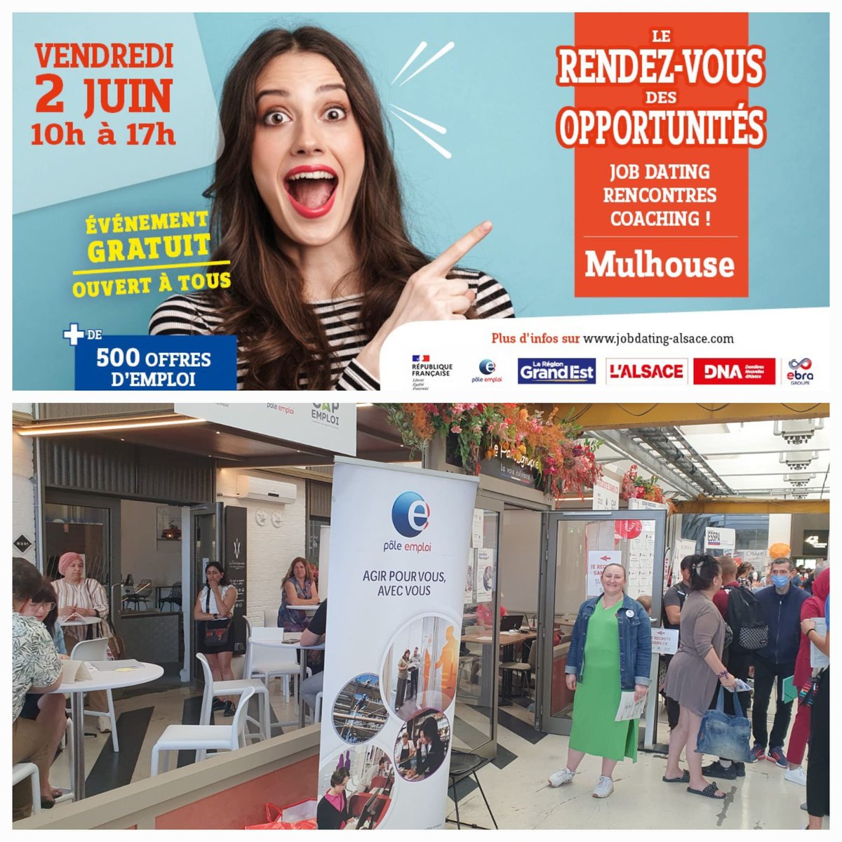 👏aux équipes @poleemploi_GE #HautRhin mobilisées pour le RDV des opportunités. Près de 20 entreprises ➕ 20 organismes de #formation. 
👉 7 recruteurs installés sur notre stand pour l'action de #Recrutement sans CV 👌 Les retours des entreprises &amp; des publics sont très bons !